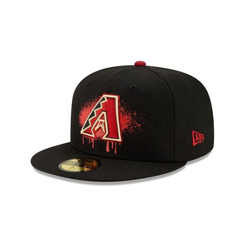 MLB Arizona Diamondbacks Drip Front 59Fifty Fitted (NRK2496) - Black New Era Caps